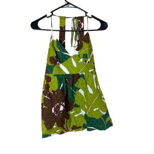 BCBGMAXAZRIA Womens Halter Top‎ Size Small Floral Tie Neck Summer Boho